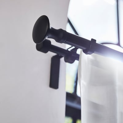 BÄCKRADULA black curtain finials, small & sleek, matte finish, stylish & timeless.