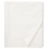 Folded white organic cotton flat sheet, neatly stacked, pure, crisp edges.
