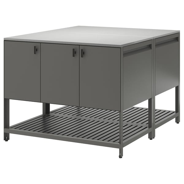 BÅTSKÄR Outdoor kitchen island, dark grey, 120x120 cm