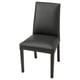 Black leather BERGMUND chair, modern design with square back and seat, four thin legs.