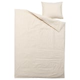 The BERGPALM duvet set in beige with striped yarn-dyed cotton, featuring a pillowcase and envelope-style closure.