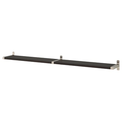 Wall shelf BERGSHULT: black, rectangular, modern, mounted on metallic brackets.
