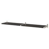 Black wall shelf BERGSHULT with metal brackets, simple minimalist design.