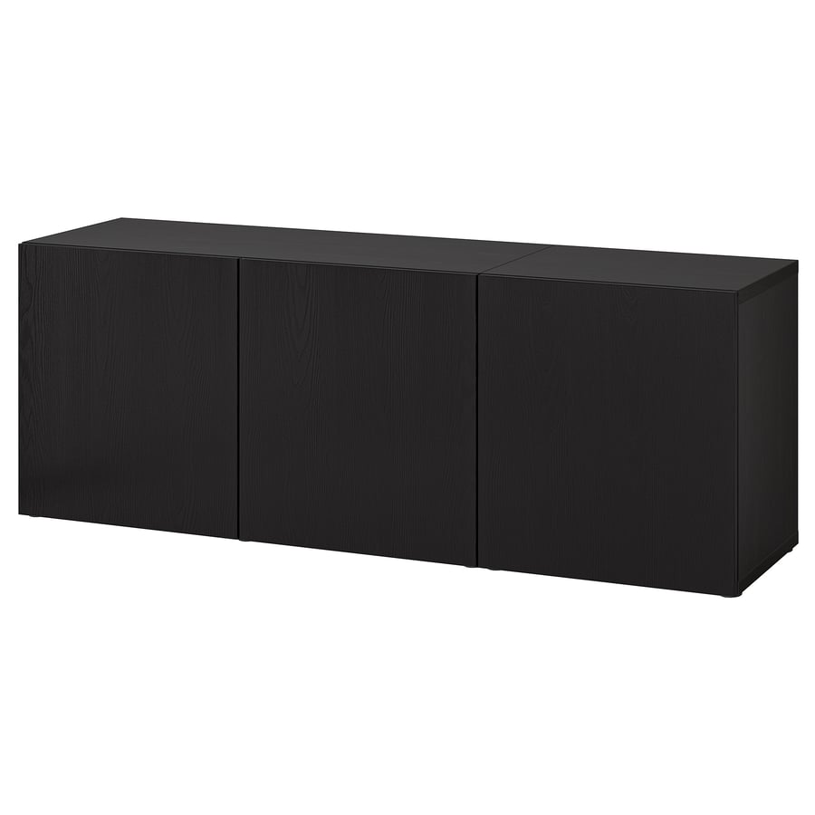BESTÅ Storage combination with doors, blackbrown/Timmerviken black