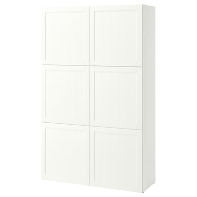 BESTÅ Storage combination with doors, white/Pipmakare white, 120x42x193 cm