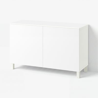 BESTÅ Storage combination with doors, white/Selsviken/Stubbarp white, 120x42x75 cm