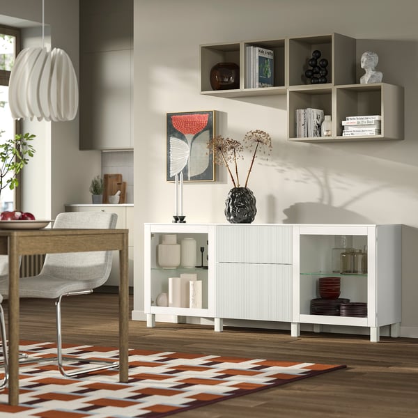 BESTÅ Storage combination with drawers, Sindvik white/Förvaltare white, 180x42x75 cm