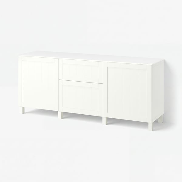 BESTÅ Storage combination with drawers, white/Pipmakare white, 180x42x75 cm