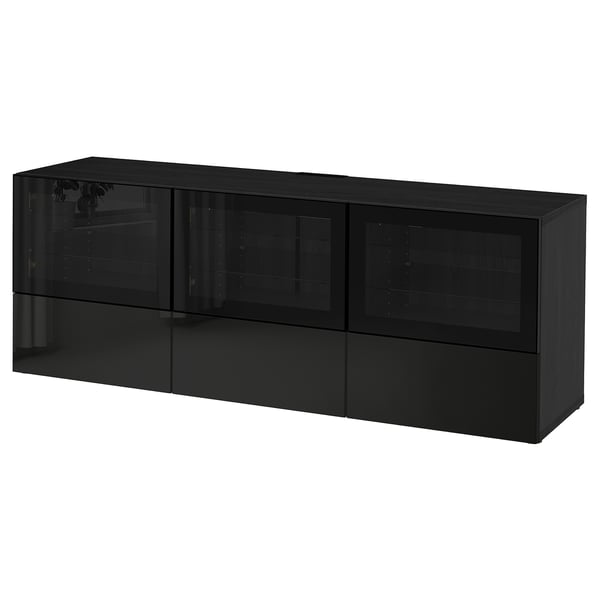 Besta Tv Bench With Doors And Drawers Black Brown Selsviken