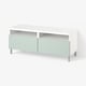 BESTÅ TV bench with drawers, white/Hjortviken/Ösarp pale grey-green, 120x42x48 cm