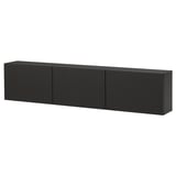 BESTÅ Wall-mounted cabinet combination, black-brown/Lappviken black-brown, 180x22x38 cm