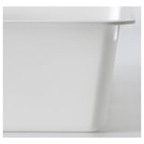Clear, high-quality plastic storage container, simple design, smooth surface.
