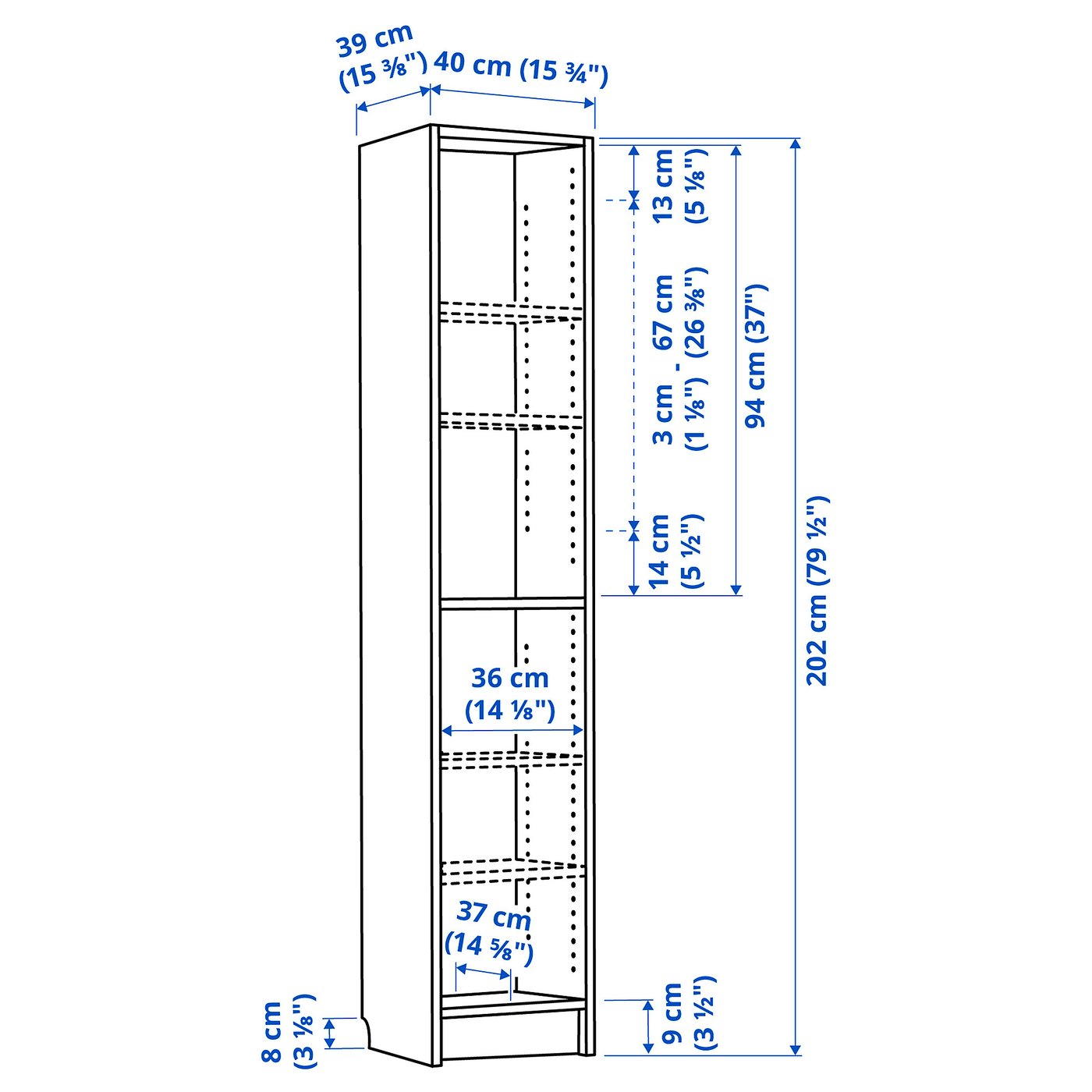 【Ikea】Billy Bookcase BILLY bookcase, black oak effect, 40x39x202 cm - IKEA