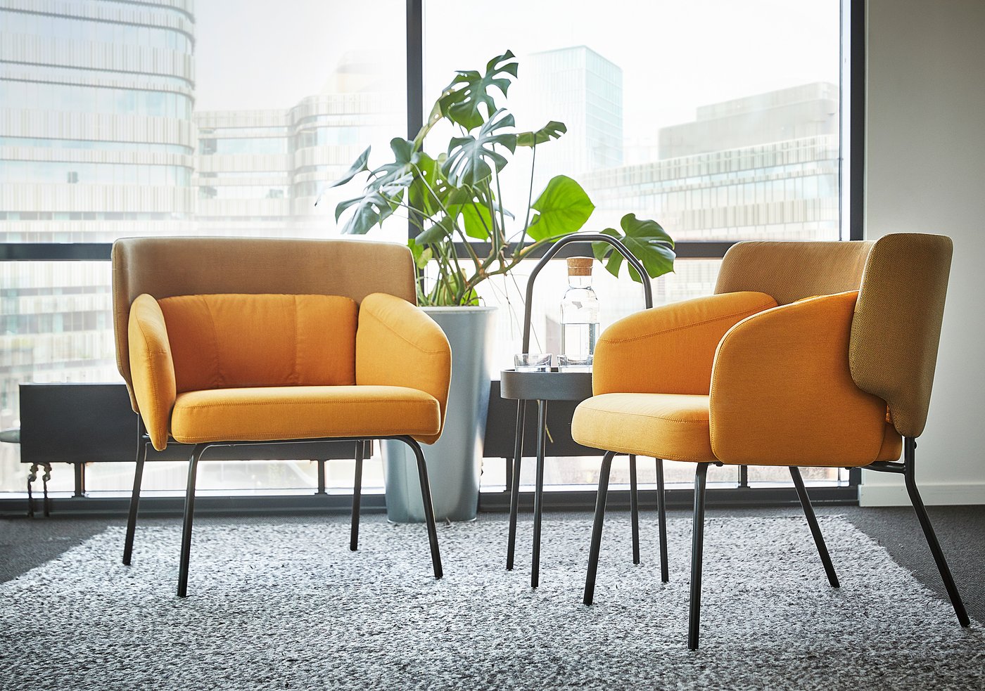 BINGSTA armchair, Vissle dark yellow/Kabusa dark yellow - IKEA