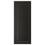 Black BODBYN cabinet door, rectangular with beveled panel, smooth lacquered finish.