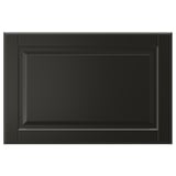 Black BODBYN cabinet door with bevelled panel, smooth lacquer, classic design.