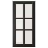 Black BODBYN glass cabinet door with beveled frame and tempered glass.