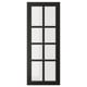 Black BODBYN fiberboard glass door with beveled frames and tempered glass panels, elegant and sophisticated design.