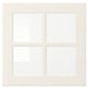 A white, square window with four divided panels, creating a classic and traditional look.