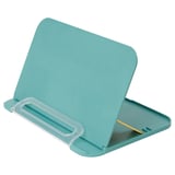 Turquoise tablet/book holder for magnetic whiteboards, adjustable.