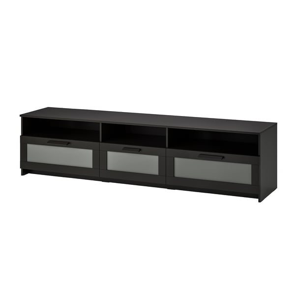 BRIMNES TV bench, black, 216x41x54 cm