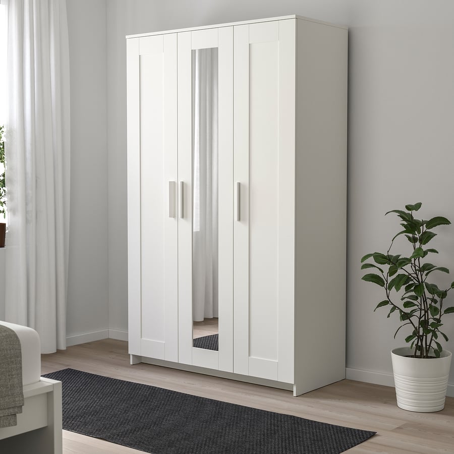 BRIMNES Wardrobe with 3 doors, white, 117x190 cm IKEA