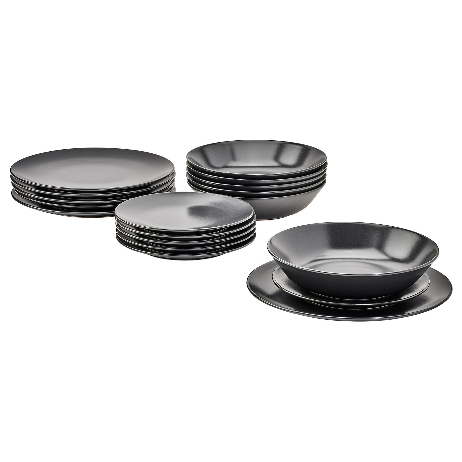 DINERA 18-piece service, dark grey, - IKEA