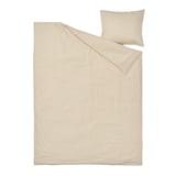 Beige/white DOFTAKLEJA duvet with check pattern and stripe reverse, soft cotton, rectangular shape, button closure.