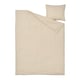 Beige/white DOFTAKLEJA duvet with check pattern and stripe reverse, soft cotton, rectangular shape, button closure.