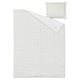 A DOFTAKLEJA white chequered and striped duvet cover set with buttoned corners.