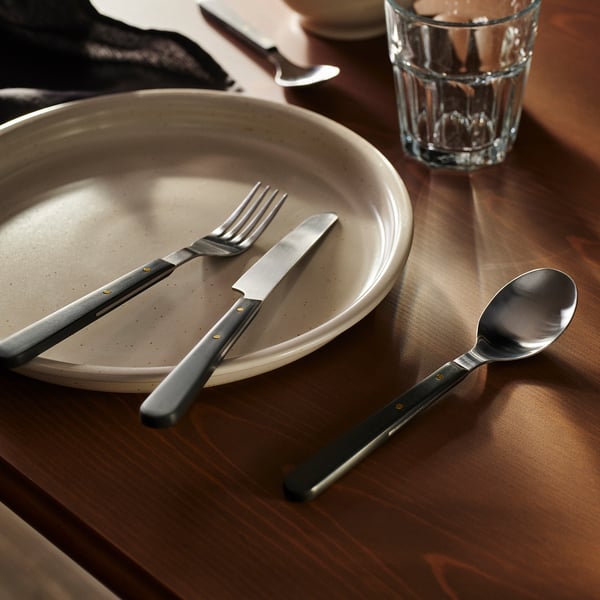 DOFTSKÖLD 24-piece cutlery set, black