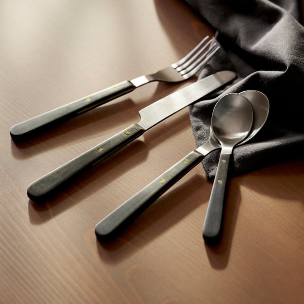 DOFTSKÖLD 24-piece cutlery set, black