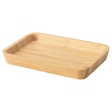 Rectangular wooden tray with rounded edges, likely made of bamboo, natural light brown color.
