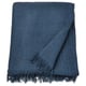 DYTÅG dark blue throw, fringed, linen-cotton blend, rectangular shape.