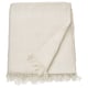 A DYTÅG off-white throw blanket made from linen and cotton, rectangular in shape with fringe edges.