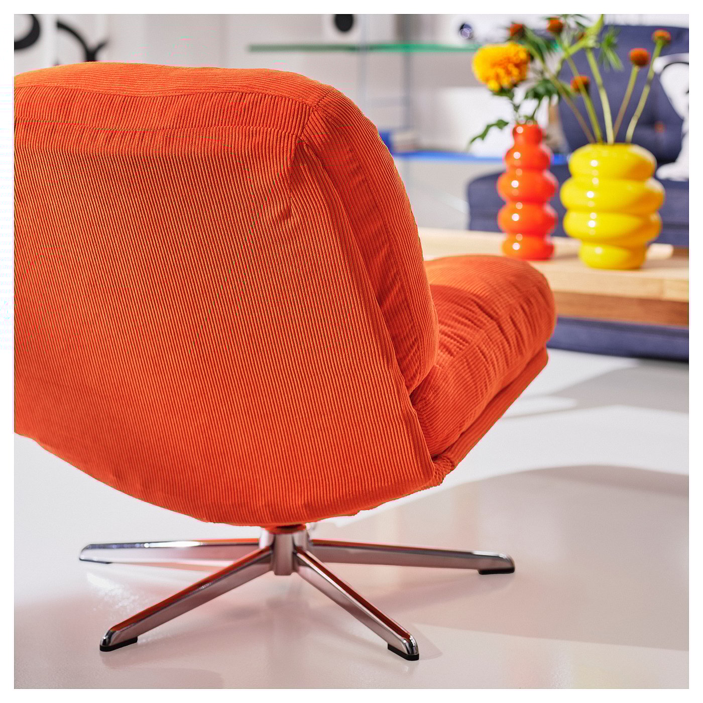 IKEA ディヴリンゲ オレンジ DYVLINGE swivel easy chair, Kelinge orange - IKEA