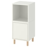 EKET white cube storage. Square, modern design with open top & single door, wooden legs.