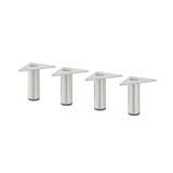 Four metallic silver EKET legs with mounting plates, arranged side by side.