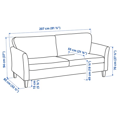 Illustration with measurements for the product: EKHOLMA.