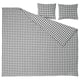 Black and white gingham checked bedding set with matching pillowcases, made from 100% organic cotton.