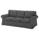 Modern grey sofa, comfy cushions, rolled arms, removable cover.