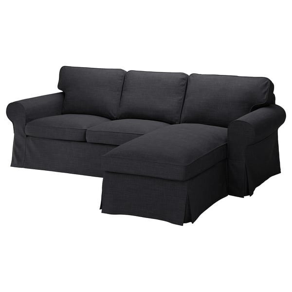 EKTORP sectional sofa, dark grey, upholstered, l-shape, comfy, textured.