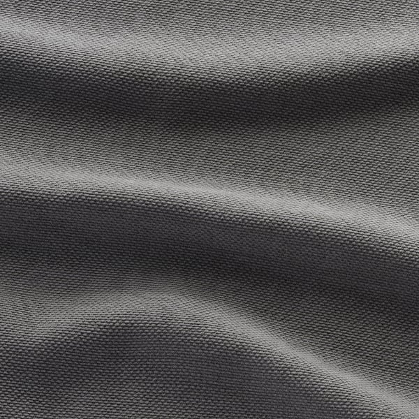 Close-up of EKTORP footstool fabric, smooth chenille texture in gray shades, showcasing quality and design.