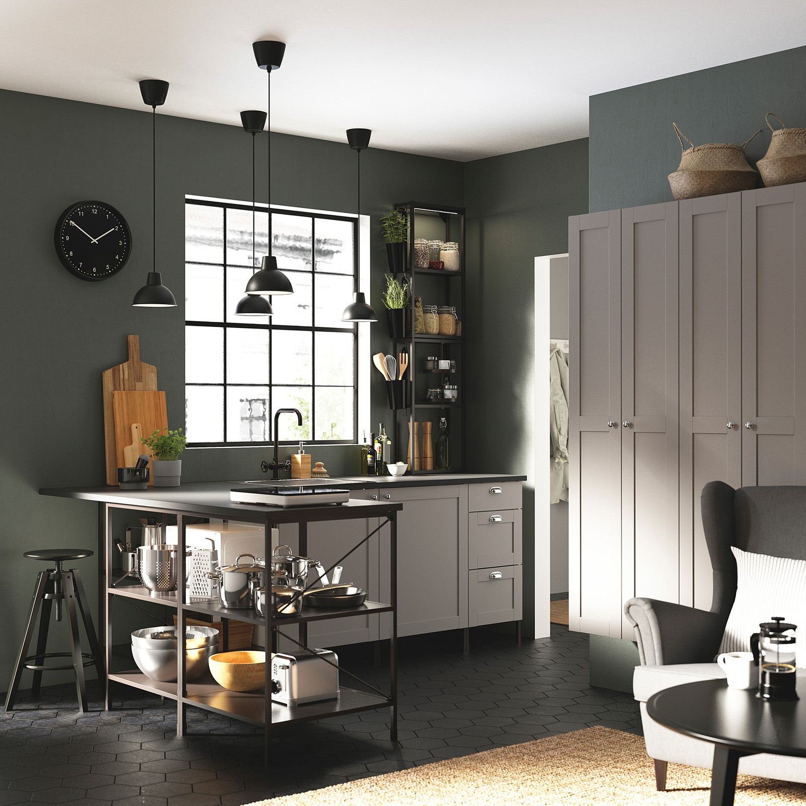 ENHET Corner kitchen anthracite/grey frame IKEA
