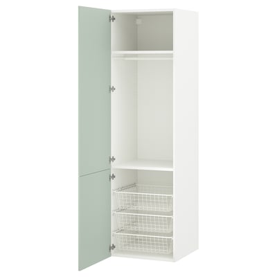 White ENHET cabinet with green doors & wire baskets