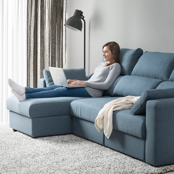 ESKILSTUNA 3seat sofa, With chaise longue/Gunnared blue IKEA