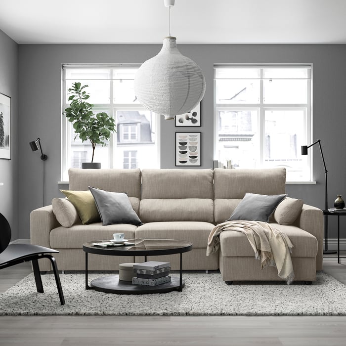 ESKILSTUNA 3seat sofa with chaise longue, Hillared beige IKEA