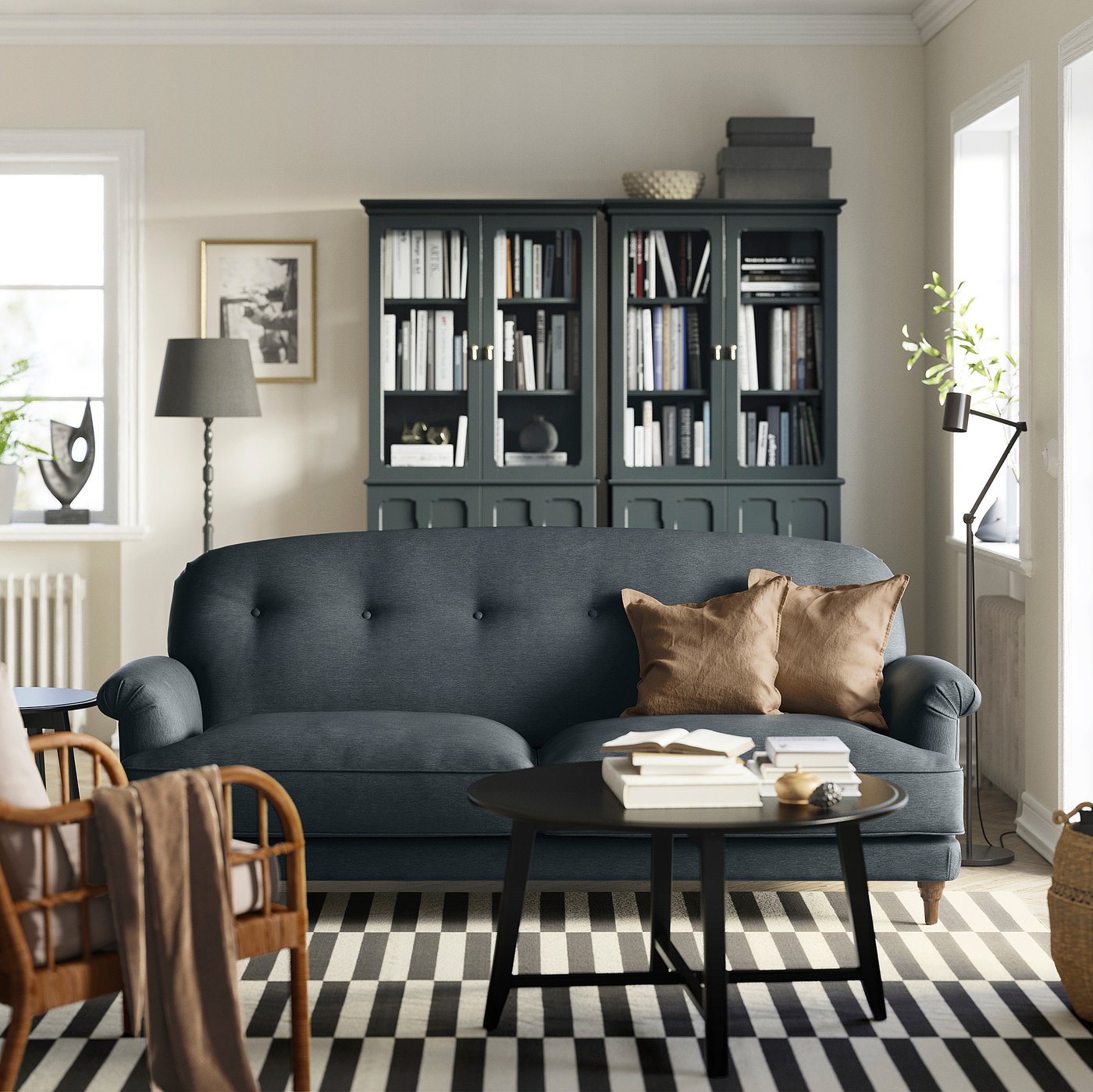 IKEA ESSEBODA エスエボーダ ESSEBODA 3-seat sofa, Knäbäck anthracite/brown - IKEA