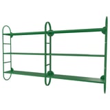 Green metal wall shelf, minimalist design with three tiers, rounded corners.