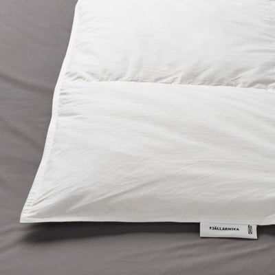 FJÄLLARNIKA white duvet, soft cotton, stitched warm design, crisp feel.